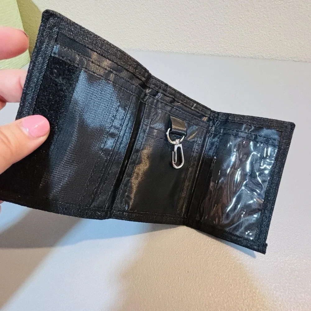 Camouflage Hook And Loop Tri-fold Wallet Zip ID Credit Card Keychain Men Boys